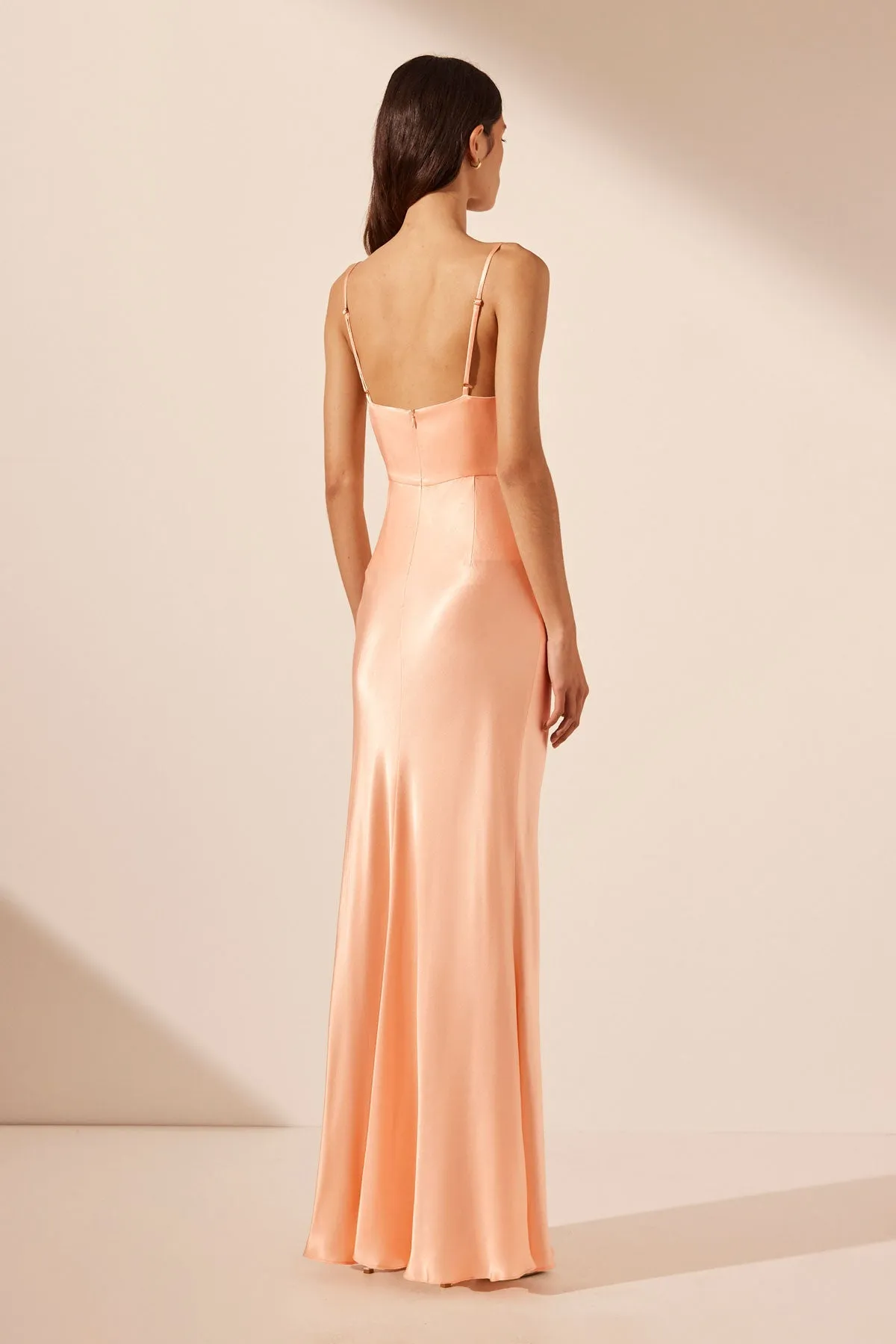 LA LUNE CROSS DRAPED MAXI DRESS - PEACH