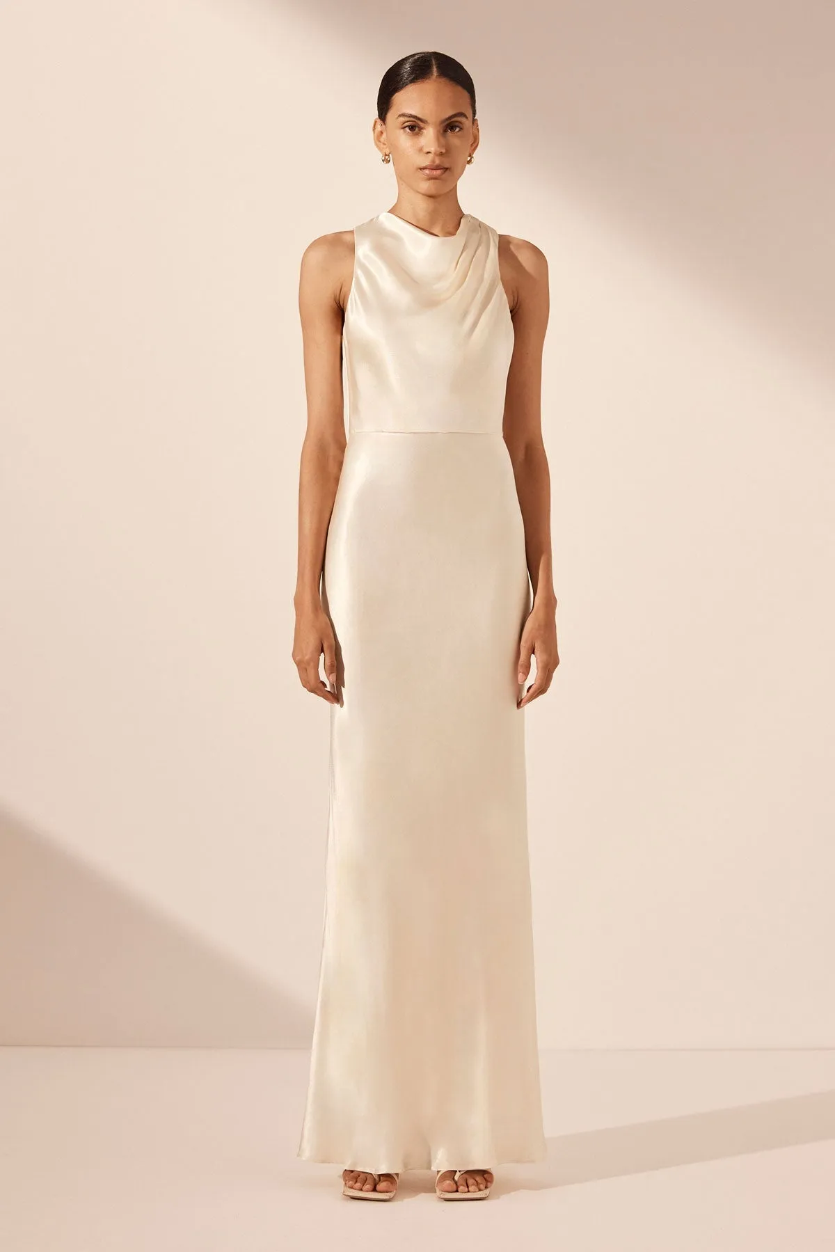 LA LUNE HIGH NECK MAXI DRESS - CREAM