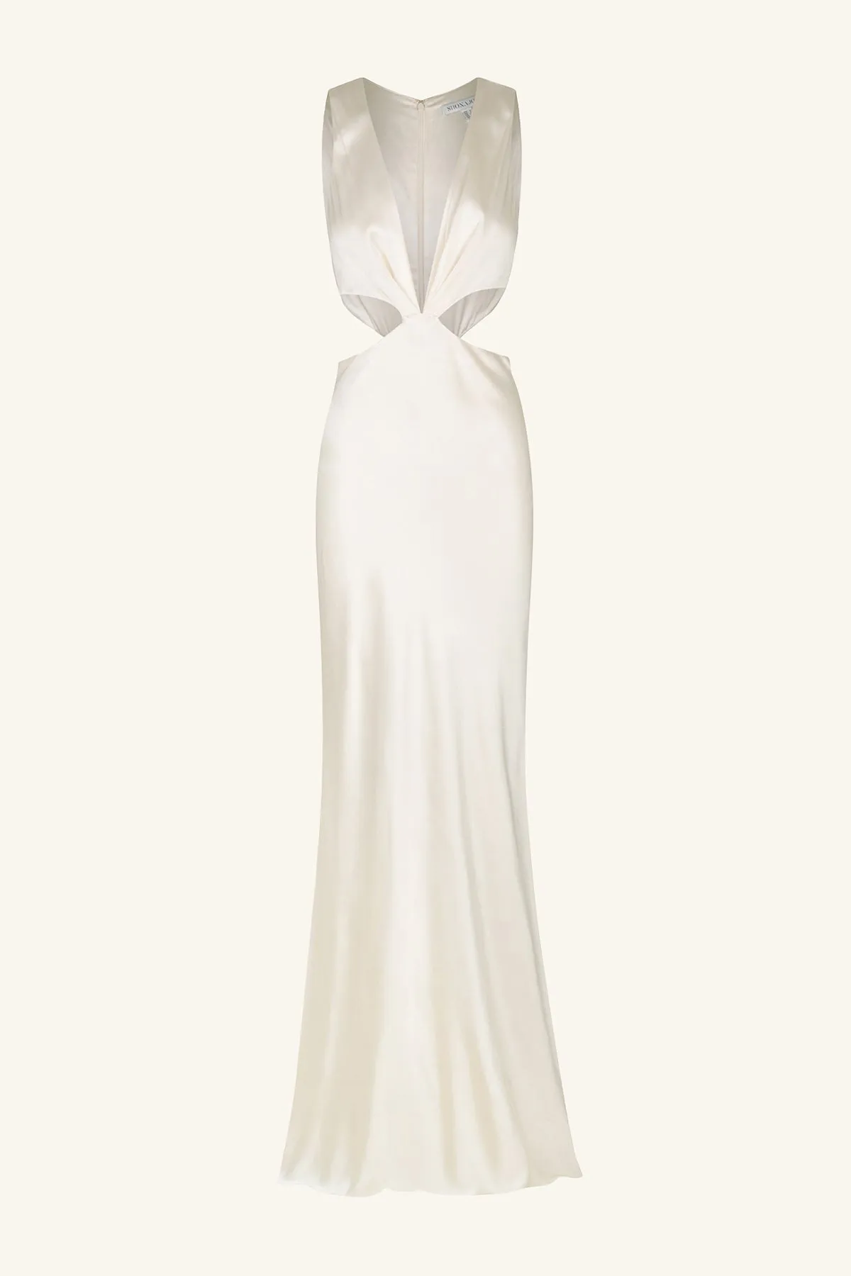 LA LUNE PLUNGED CUT OUT MAXI DRESS - CREAM