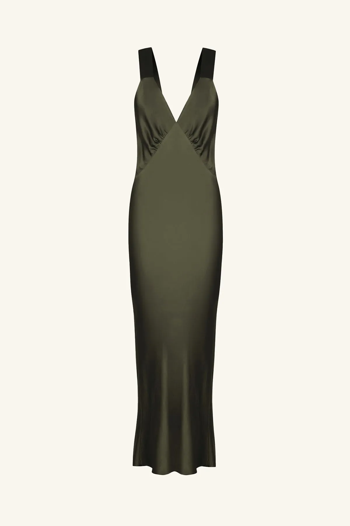 LA LUNE PLUNGED MIDI DRESS - FOREST