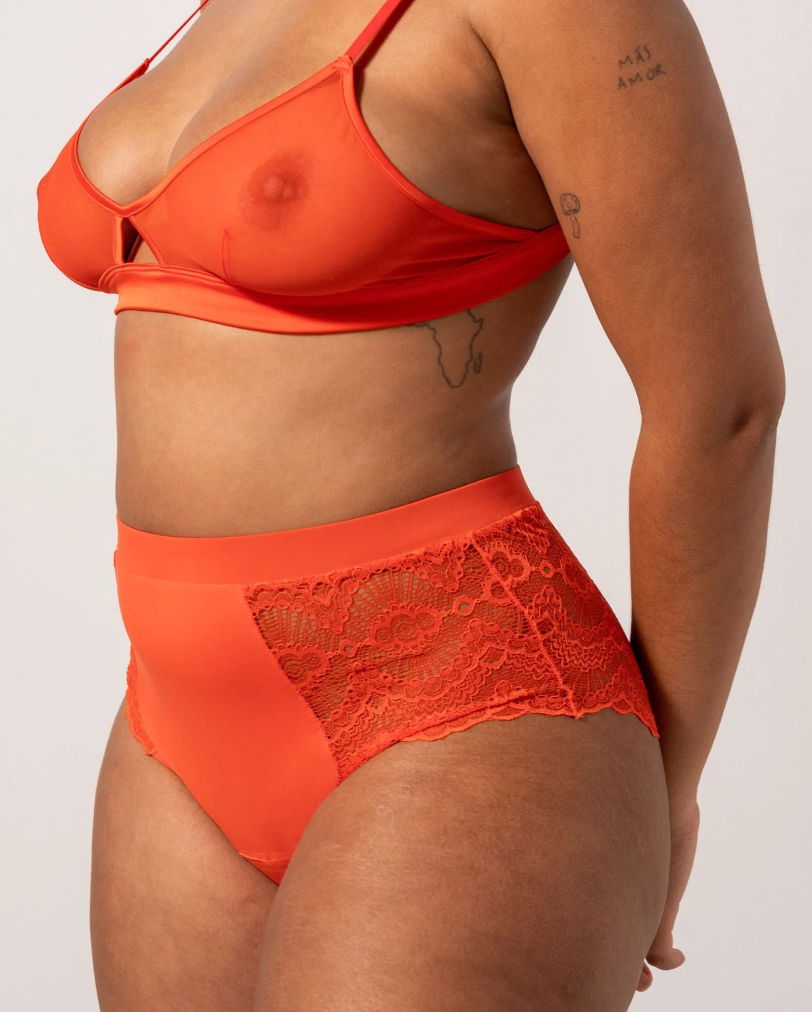 Lace Period Highwaist Briefs Fiery Red