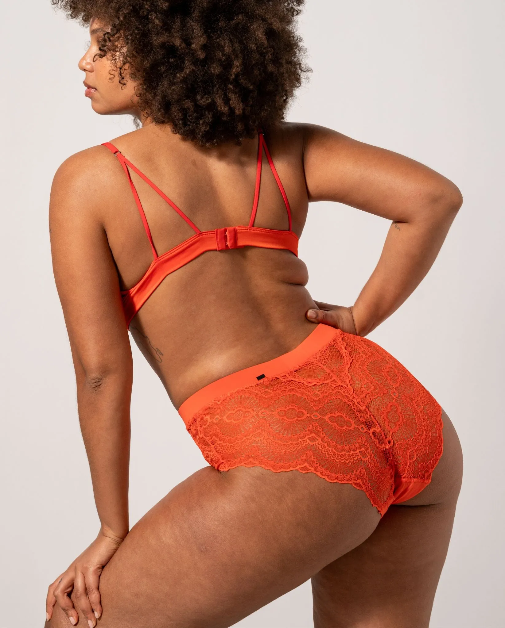 Lace Period Highwaist Briefs Fiery Red