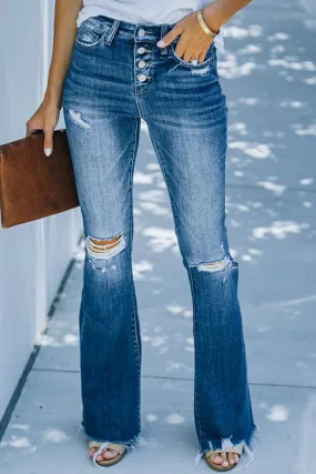 Long Bell Leg Whiskered Jeans