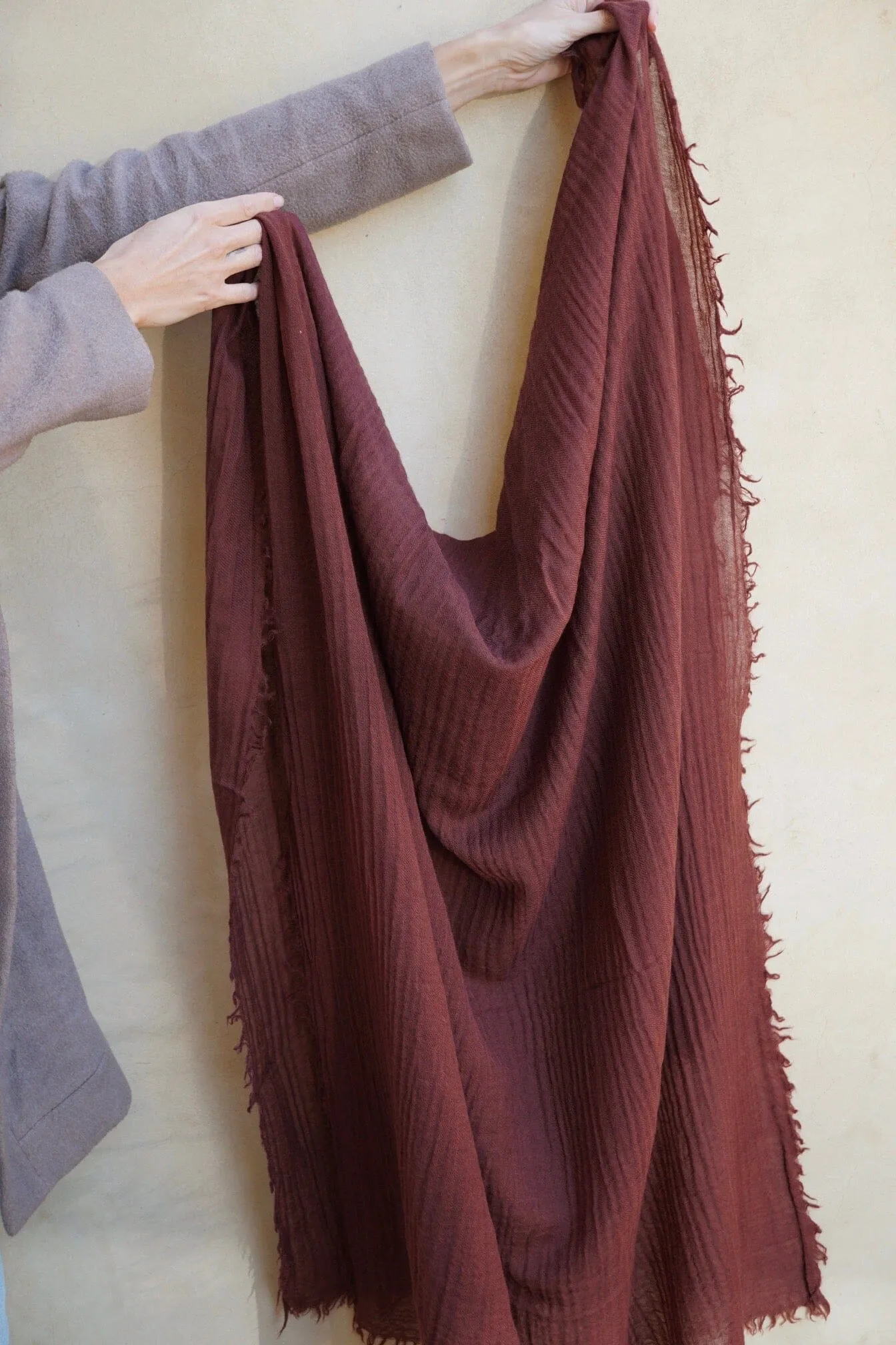 Loom Woven Fine Wool Scarf | Plum