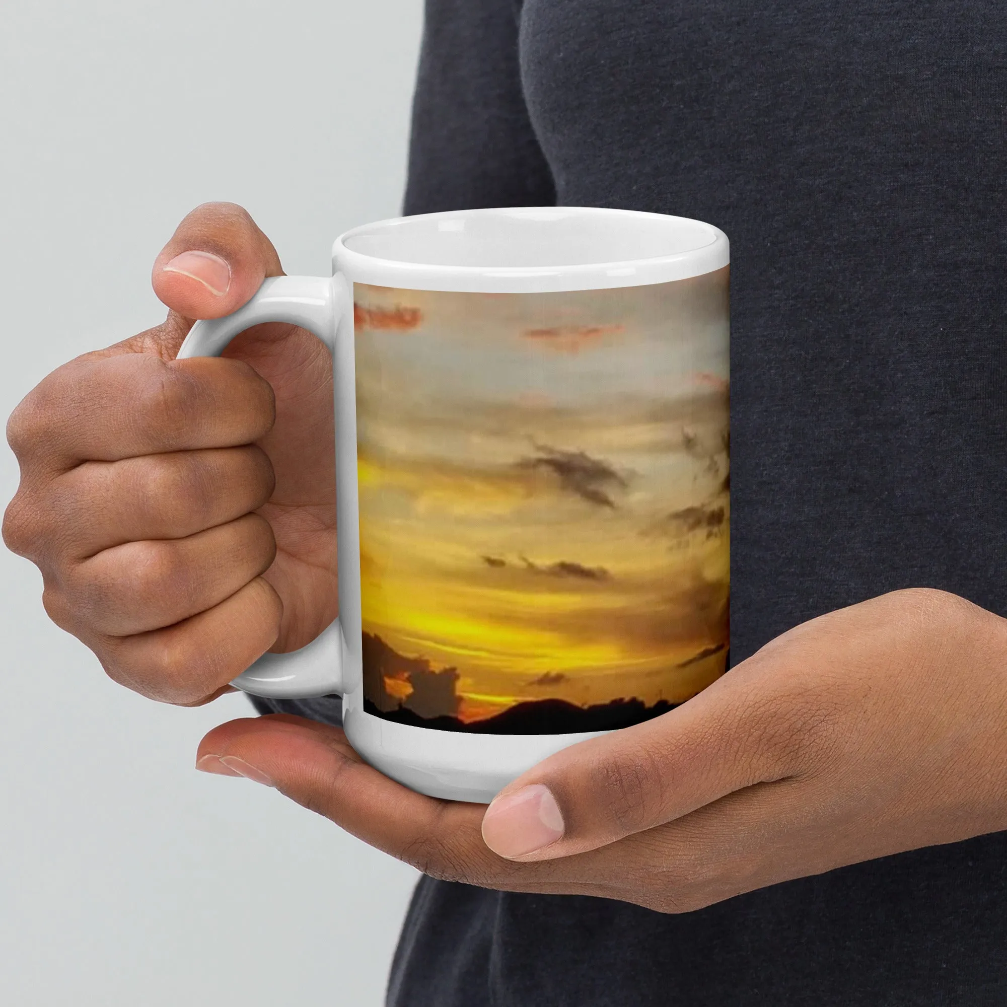 Lovely Sunset Over Kingstown White glossy mug