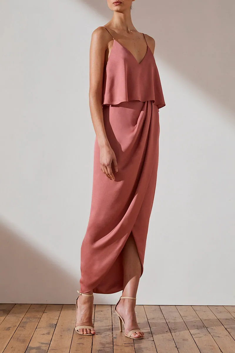 LUXE COCKTAIL FRILL DRESS - ROSE