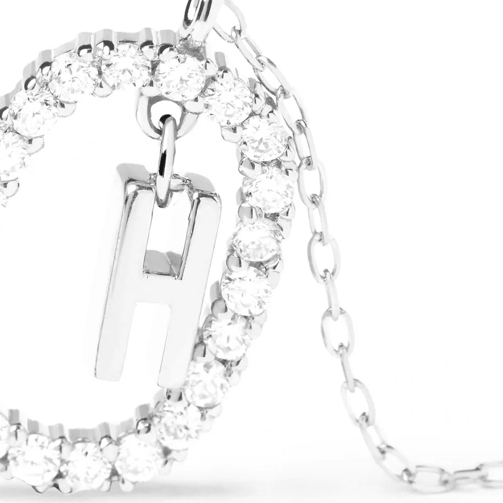 Moissanite Letter H Dangle Pendant Necklace