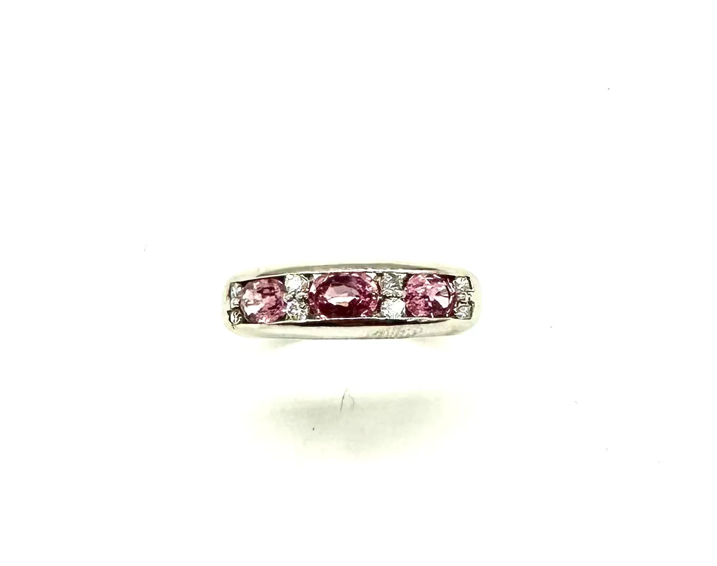 Oval Shaped Pink Sapphire & Diamond Ring