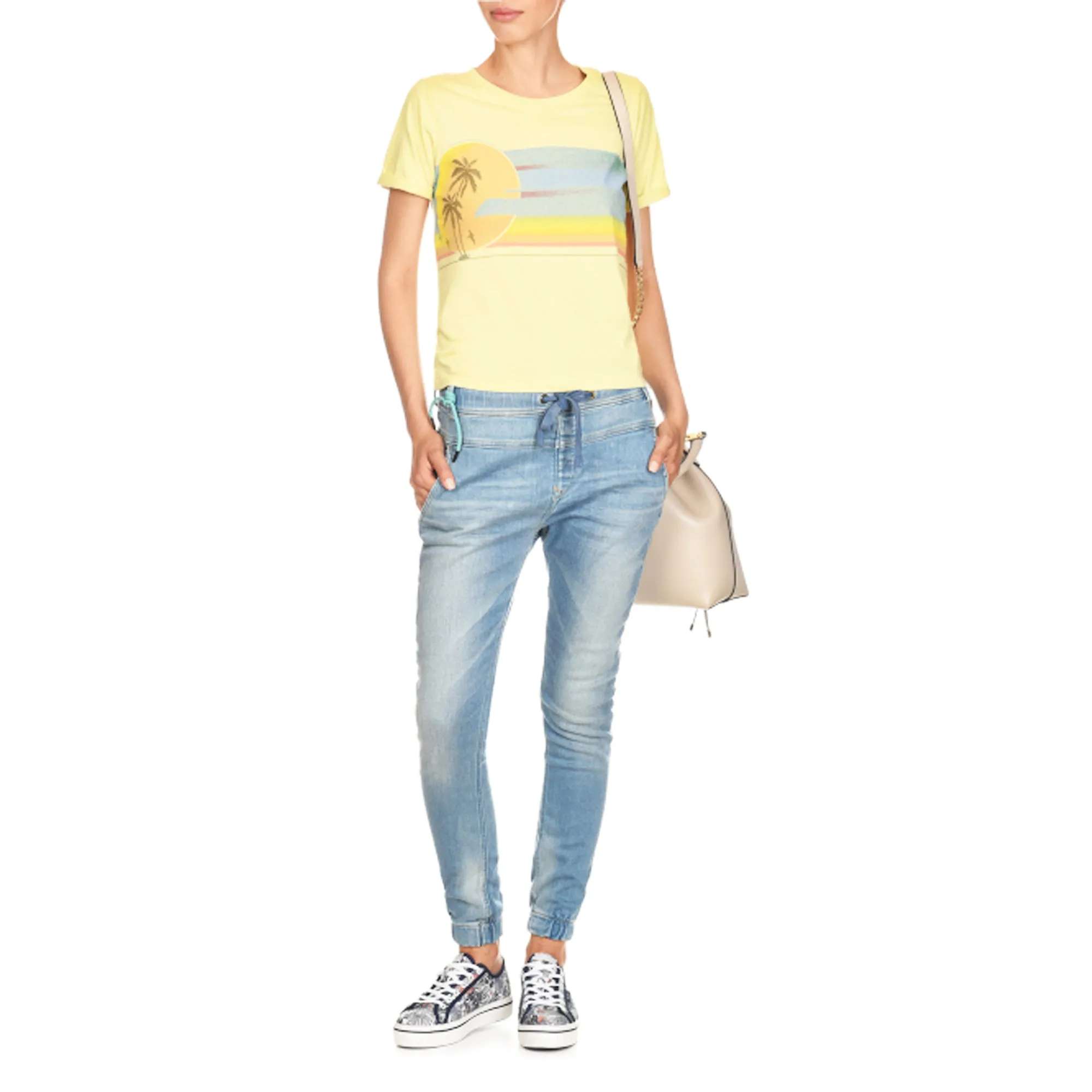 P.E.P.E.J.E.A.N - Women 'Yellow' Cotton with Emma Print T-Shirt PJ1034