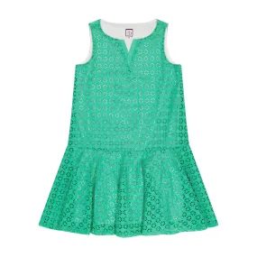 Pilar Peplum Hem Dress Green Eyelet