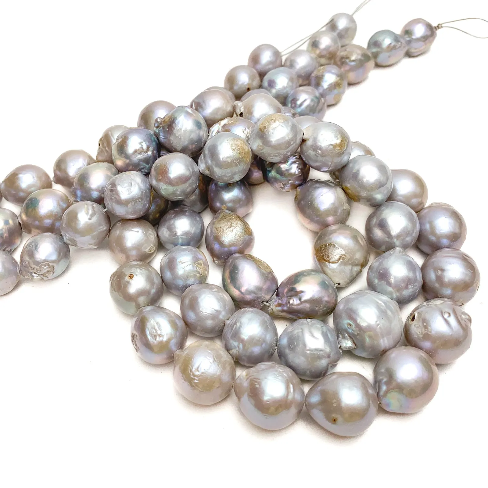 Rainbow Silver Round Freshwater Pearl Bead Strand