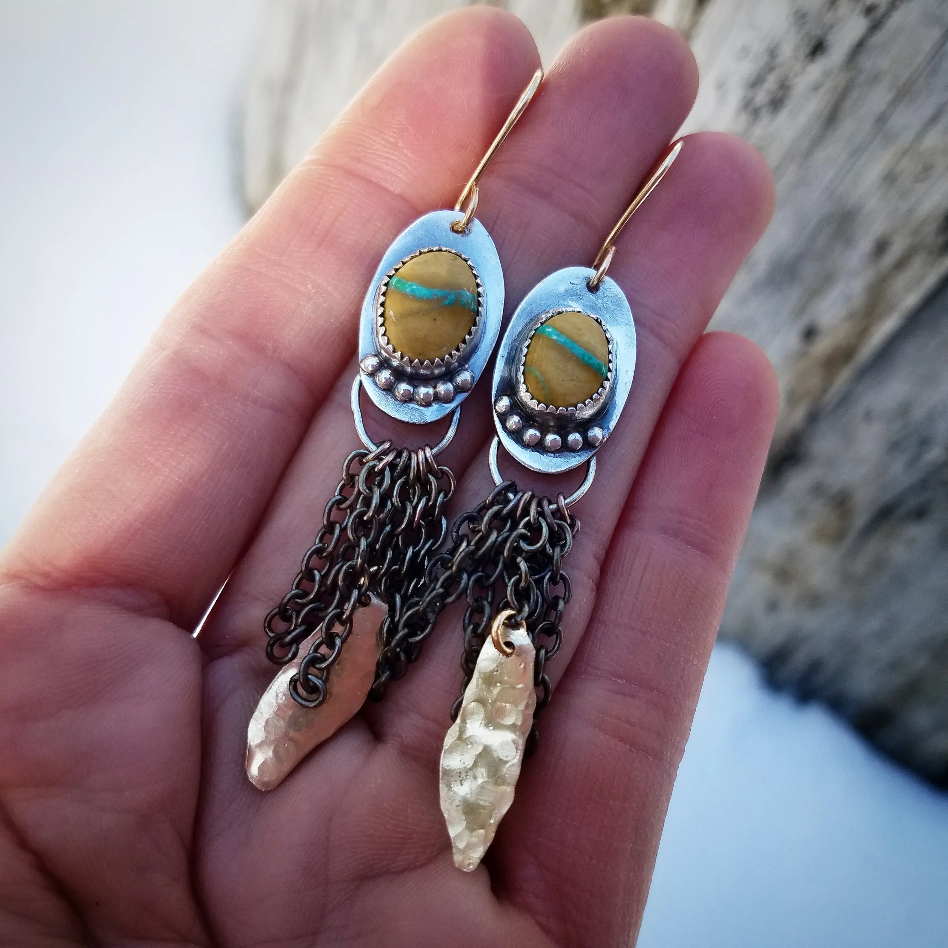 Royston Ribbon Turquoise Fringe Earrings