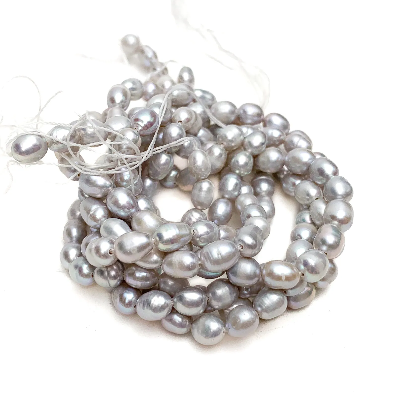 Silver Rice Freshwater Pearl Bead Strand