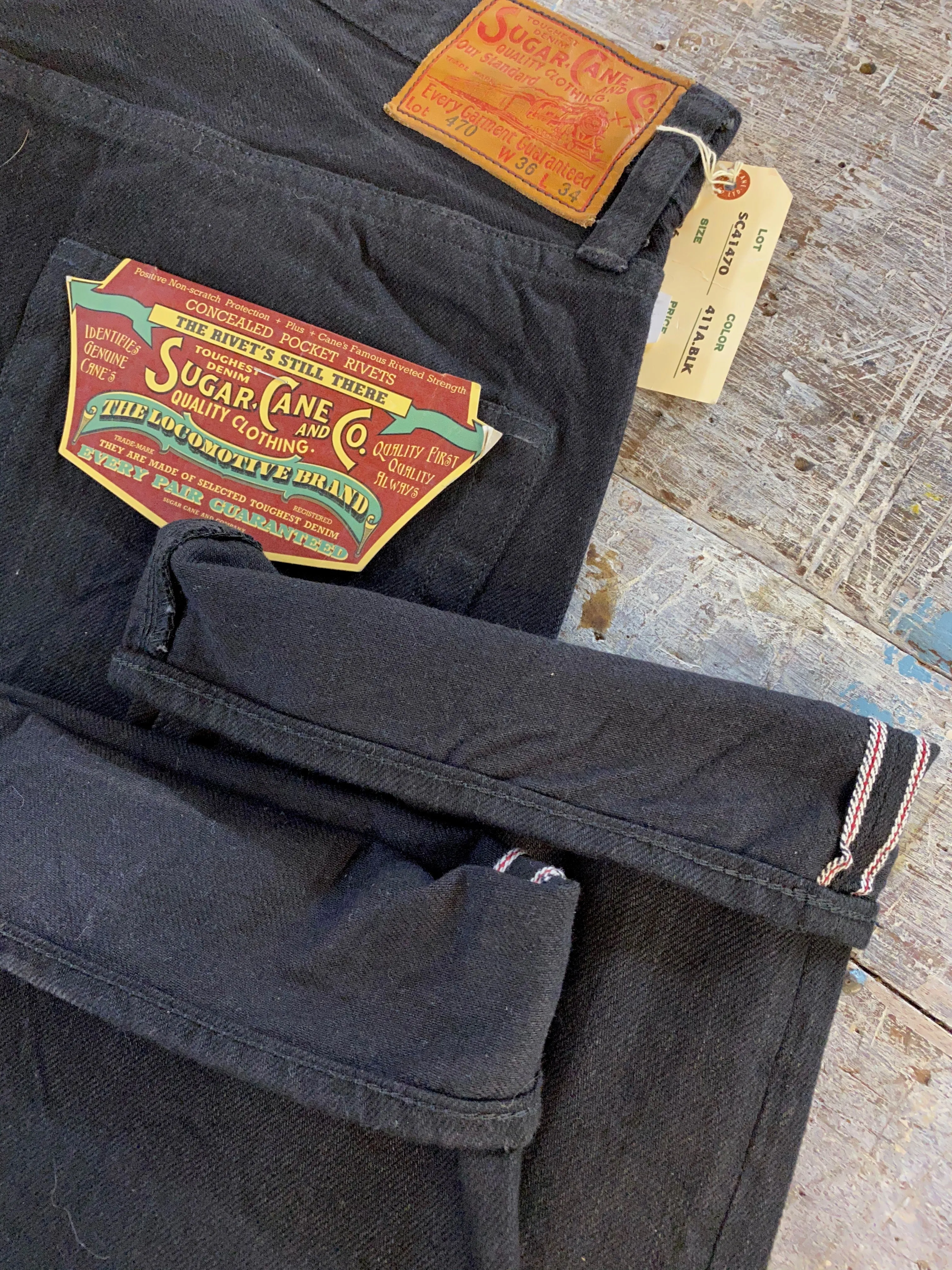 Sugarcane Type 470 Black Selvedge Denim Jean