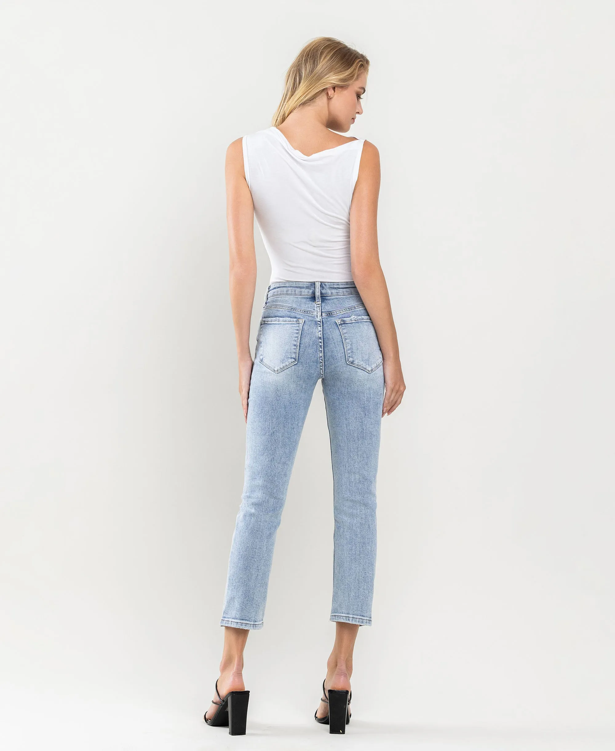 Swing Jazz - Mid Rise Crop  Slim Straight Jeans