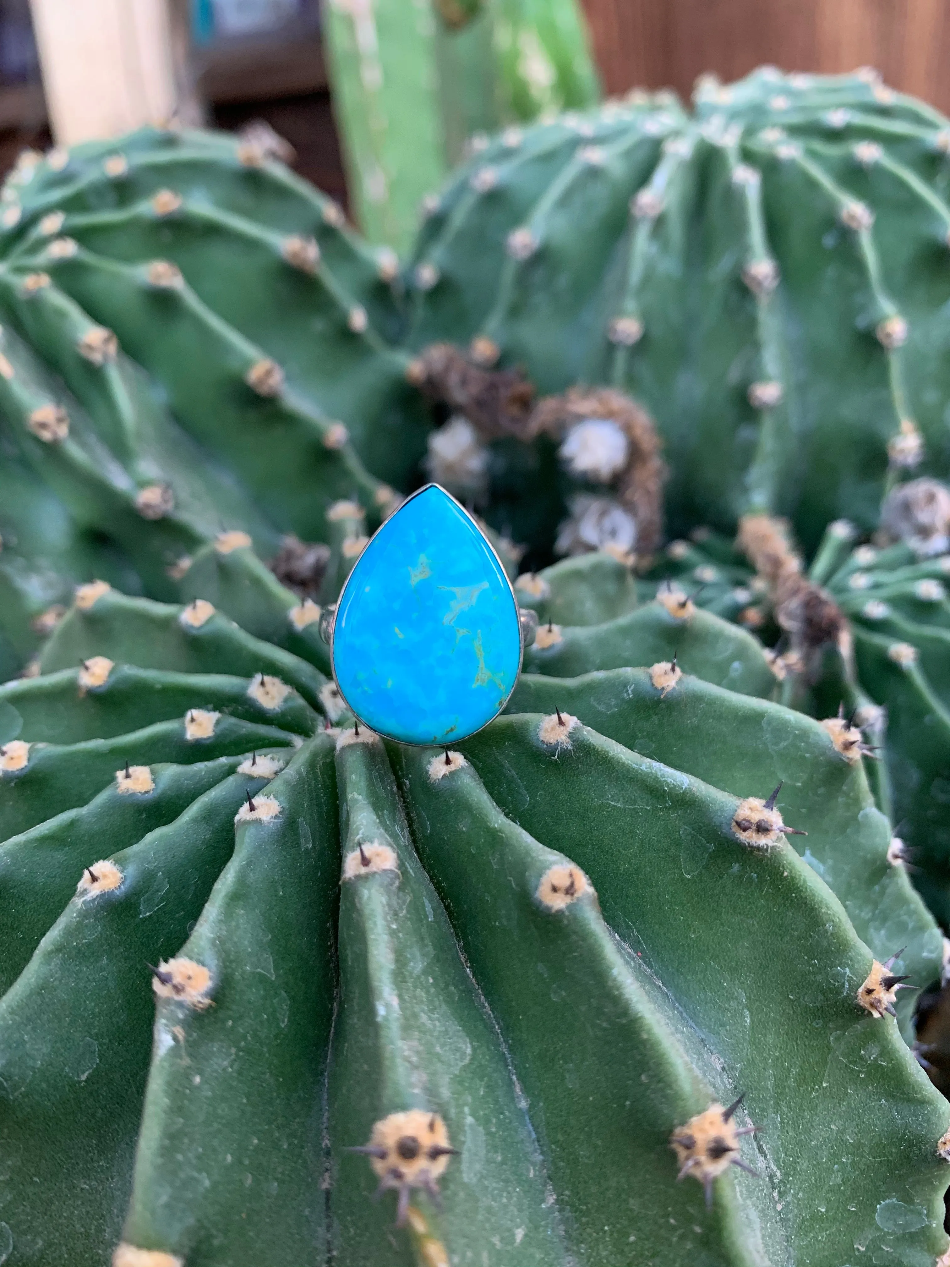 Teardrop of Kingman Turquoise ring size 8 1/2