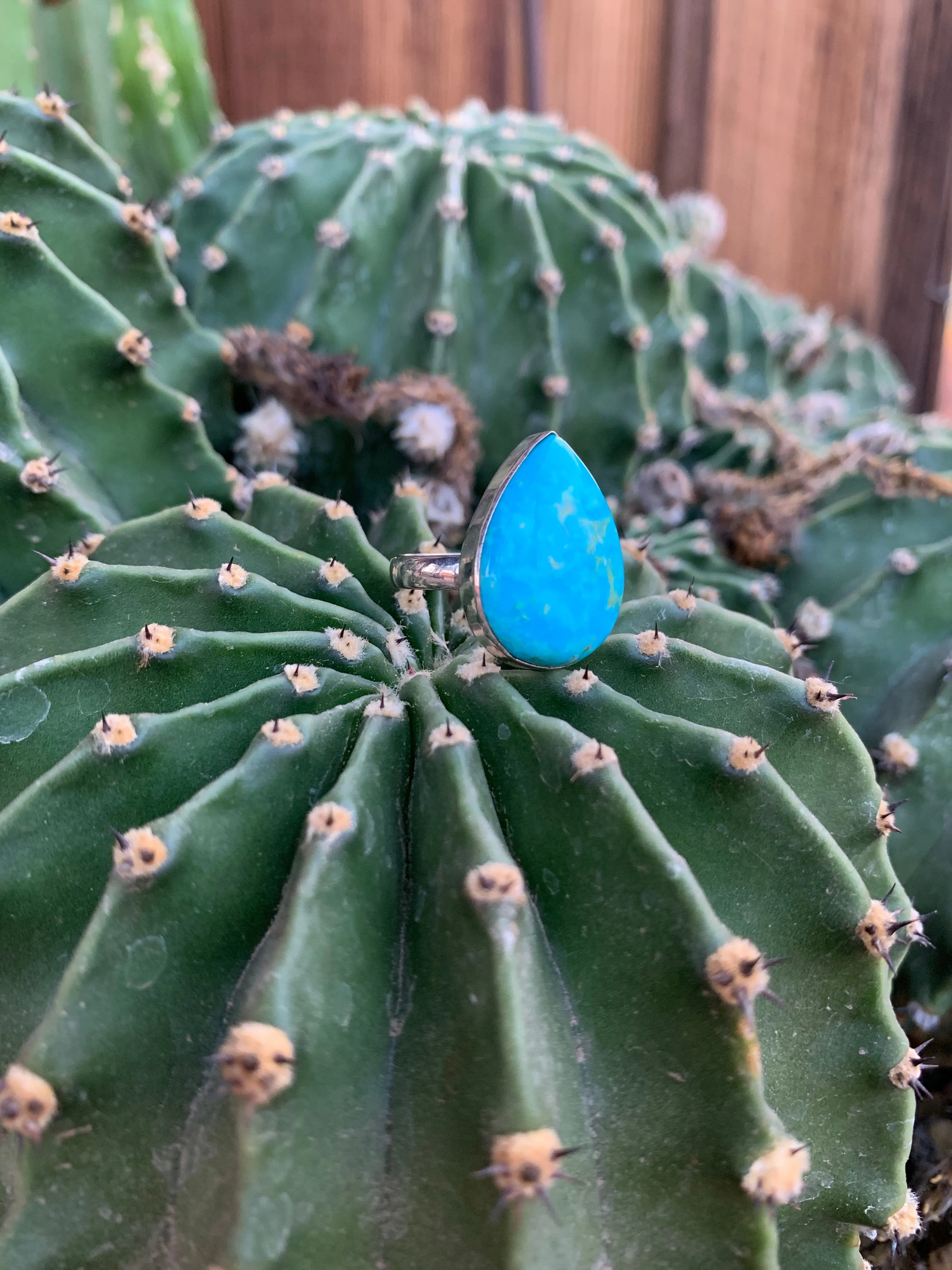 Teardrop of Kingman Turquoise ring size 8 1/2