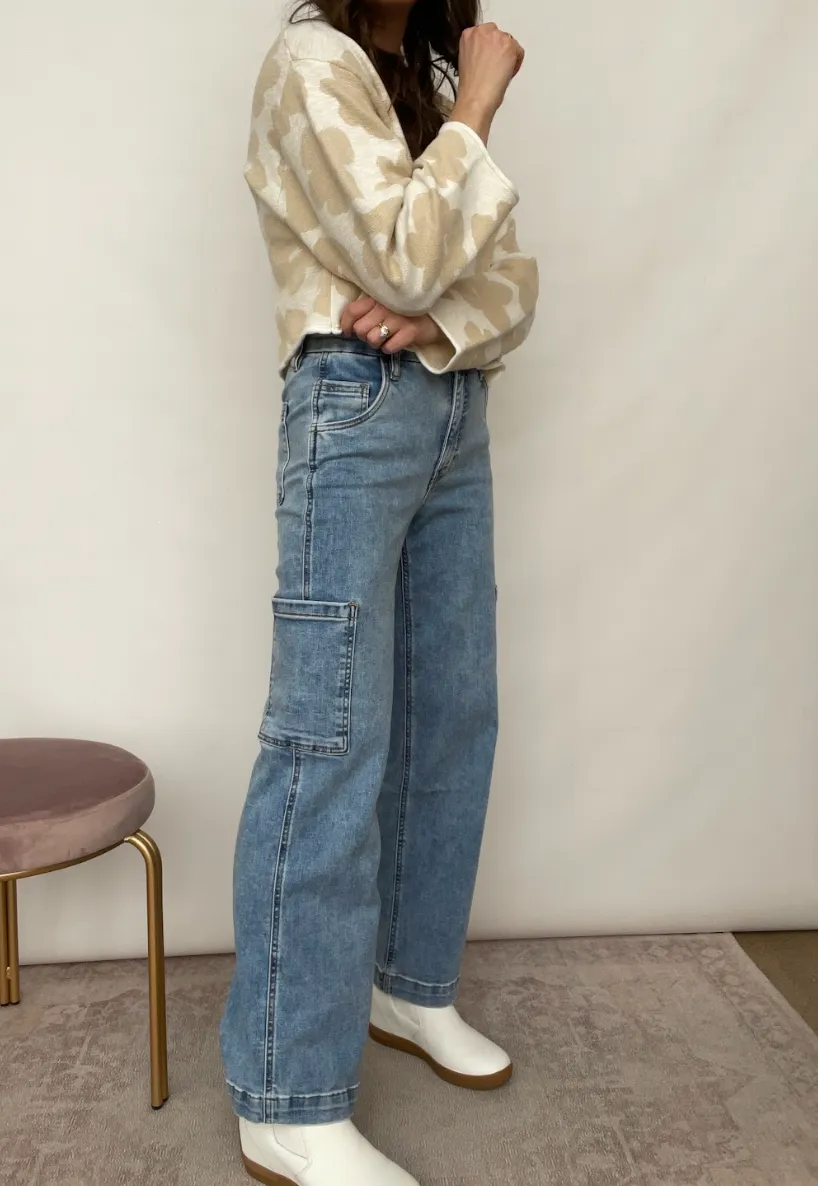 The Jodi High Rise Wide Leg Cargo Jean - Diverted