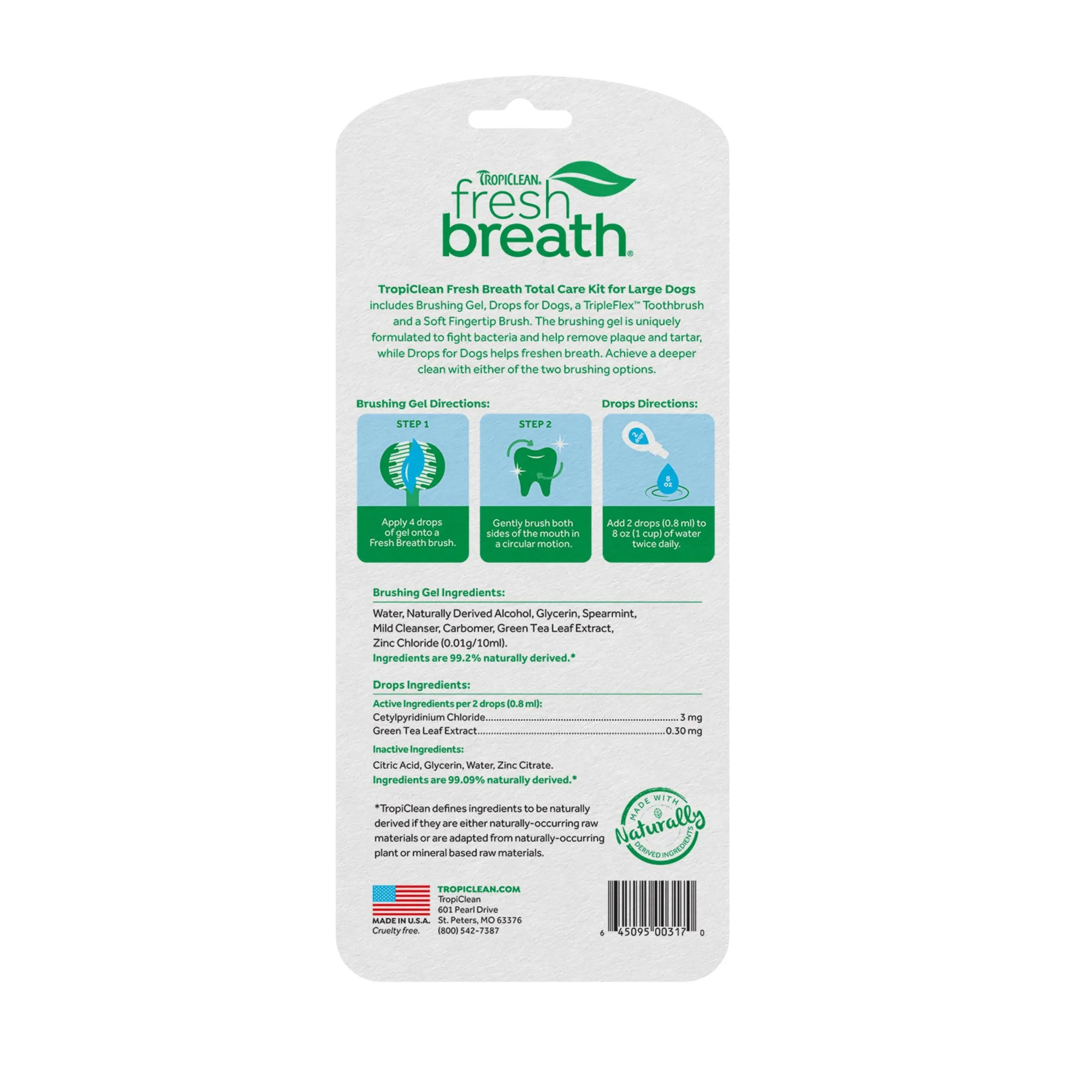 TropiClean Fresh Breath Total Care Kit for Large Dogs, 2oz