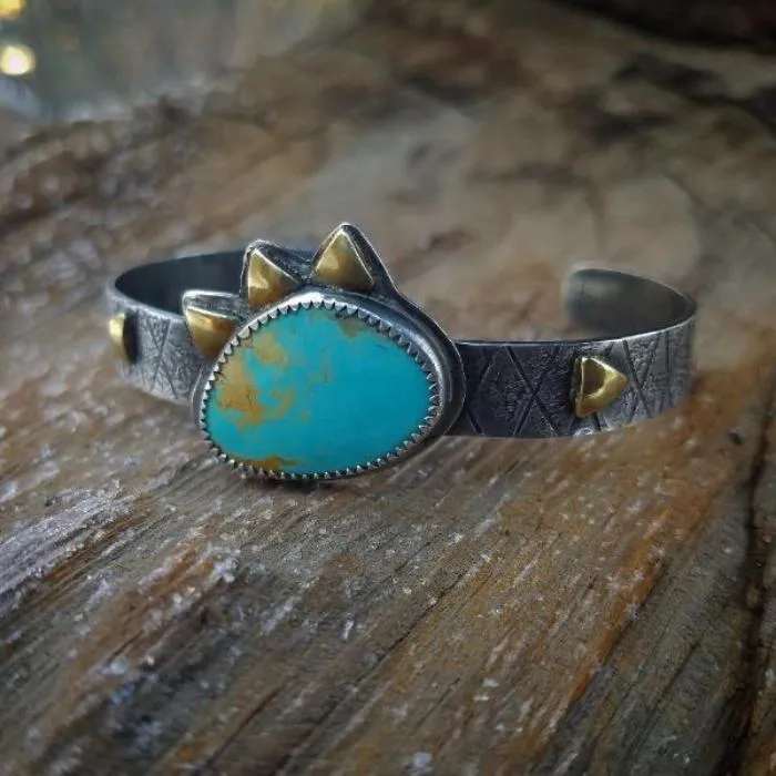 Turquoise Cuff Bracelet Sterling Silver