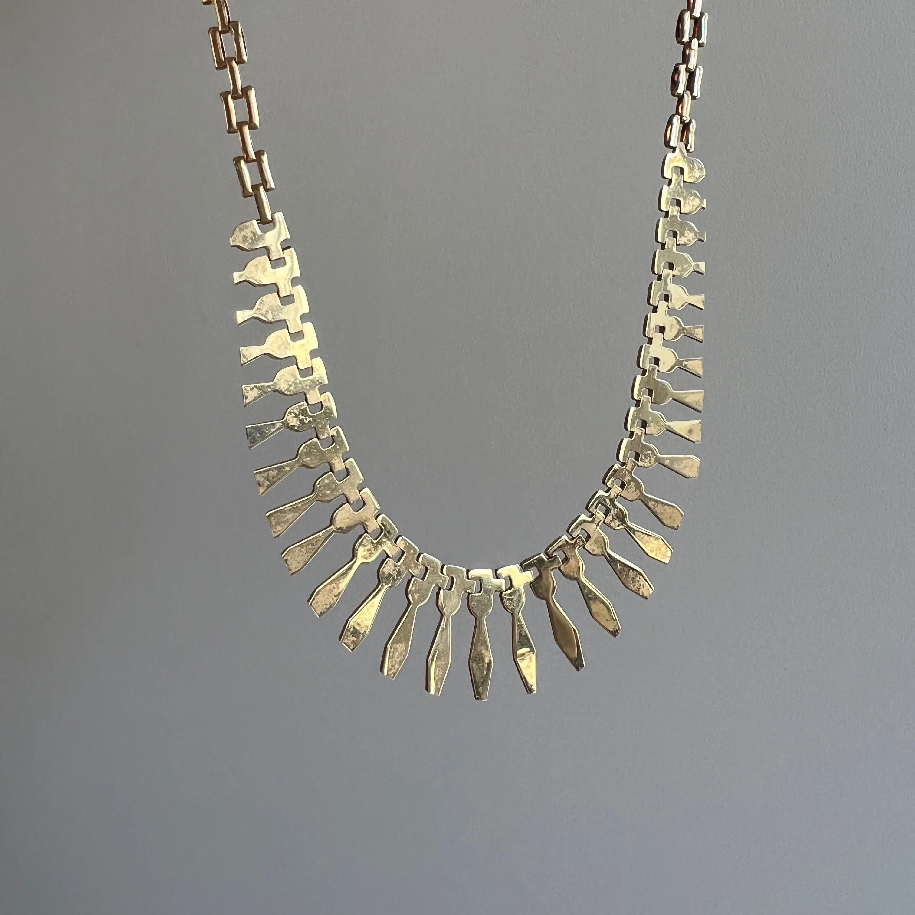 V I N T A G E // Cleopatra's fringe / 10k yellow gold bib necklace / 17.5