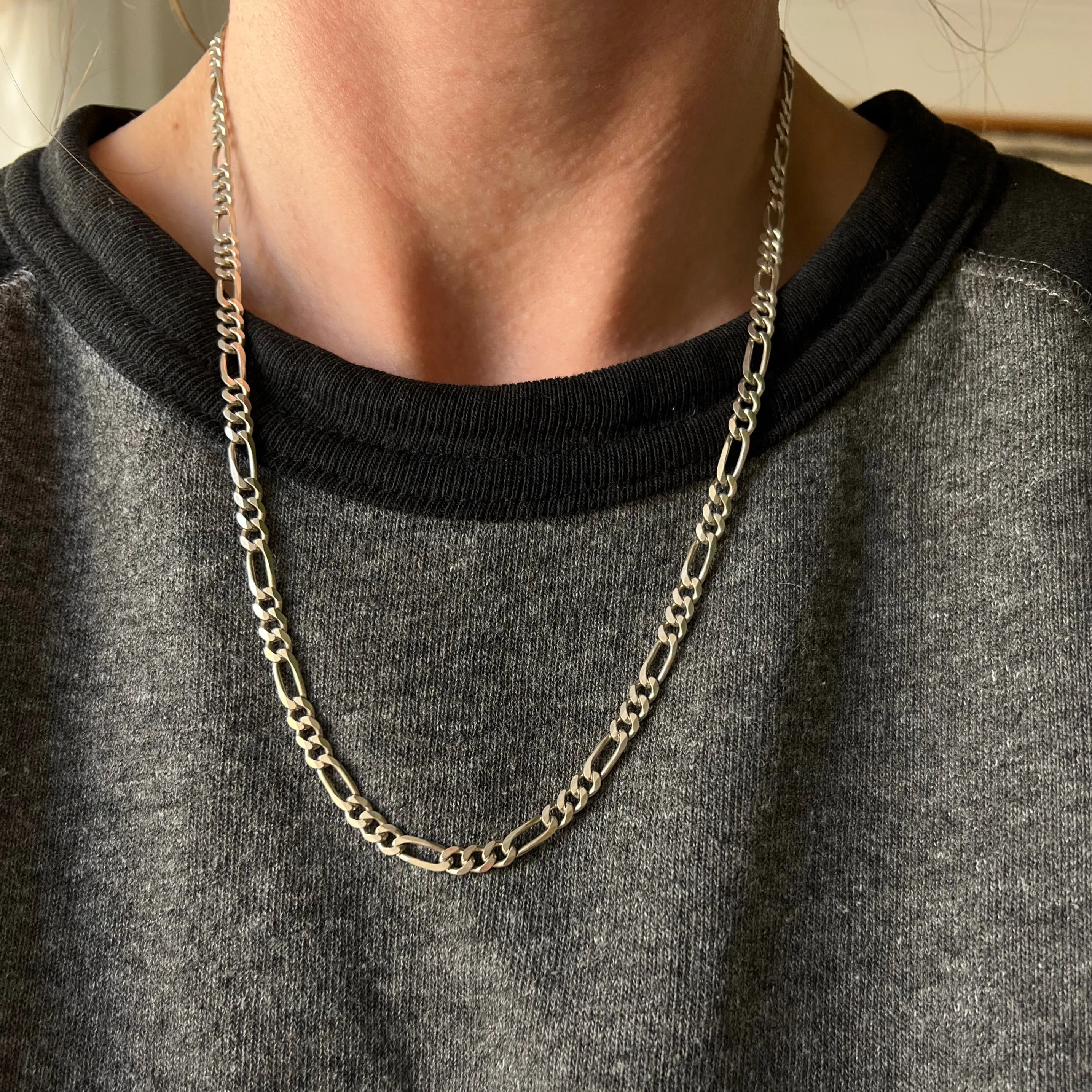 V I N T A G E // three to one figaro / Italy sterling silver figaro chain /20.5, 15.8g