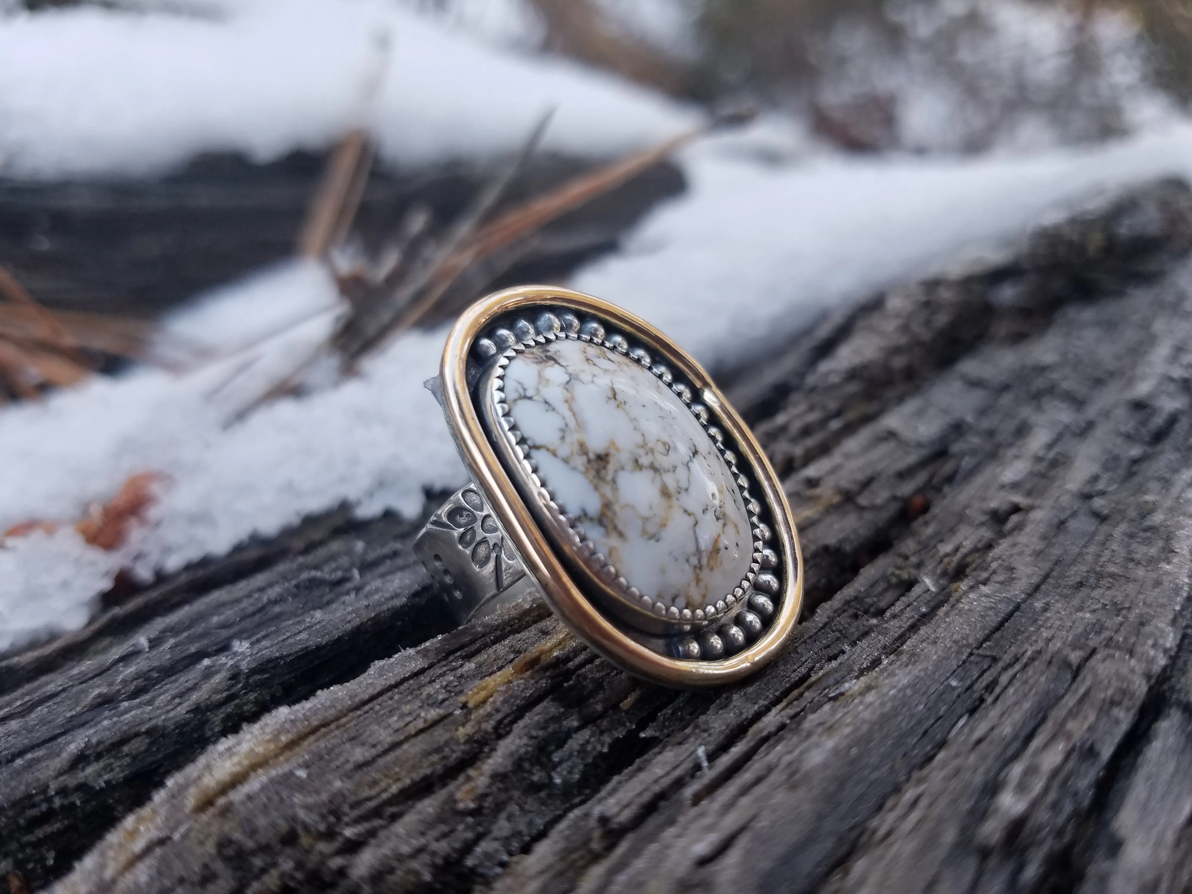 White Buffalo Turquoise Ring