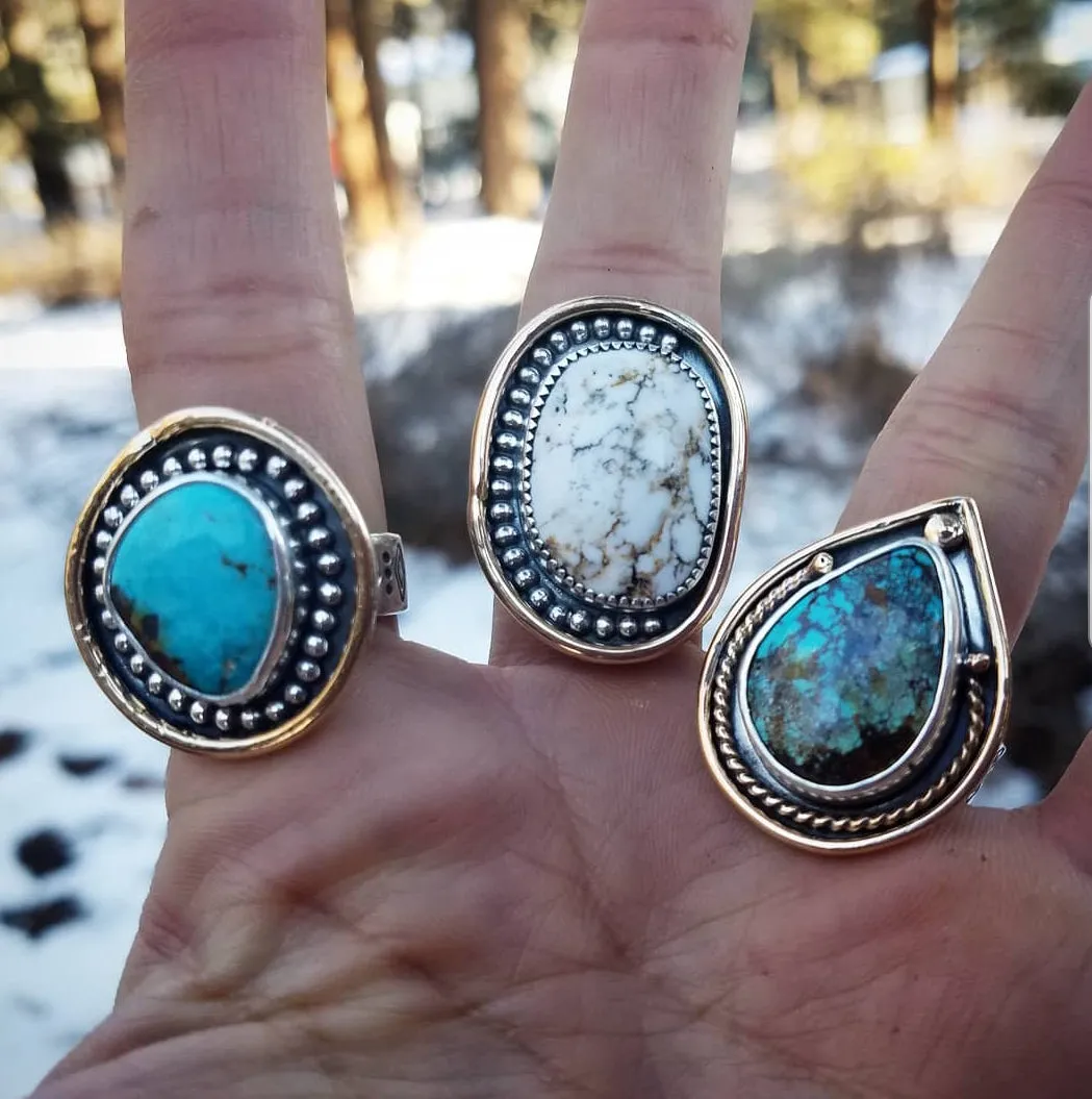 White Buffalo Turquoise Ring