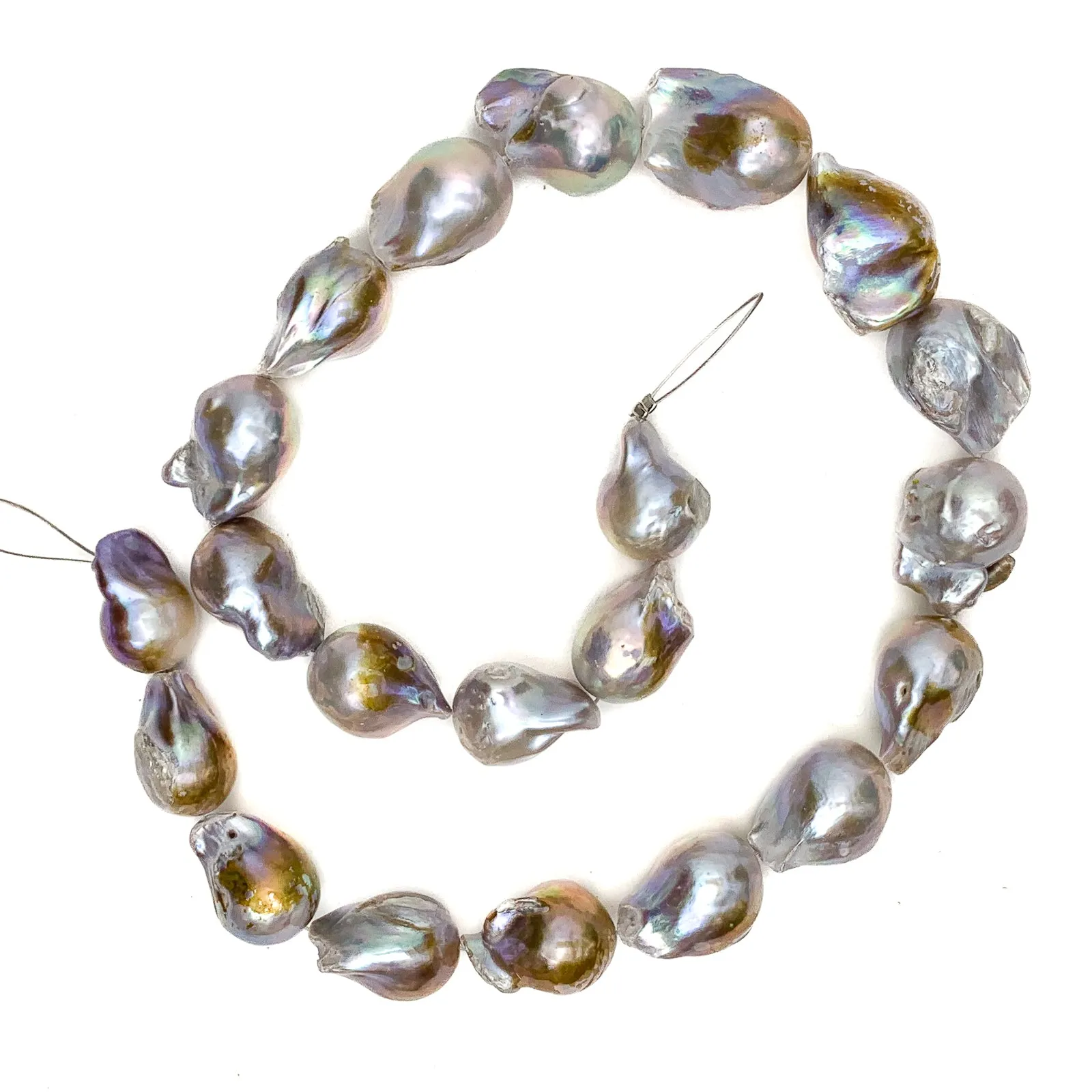 XL Mauve Rainbow Polliwog  Freshwater Pearl Bead Strand