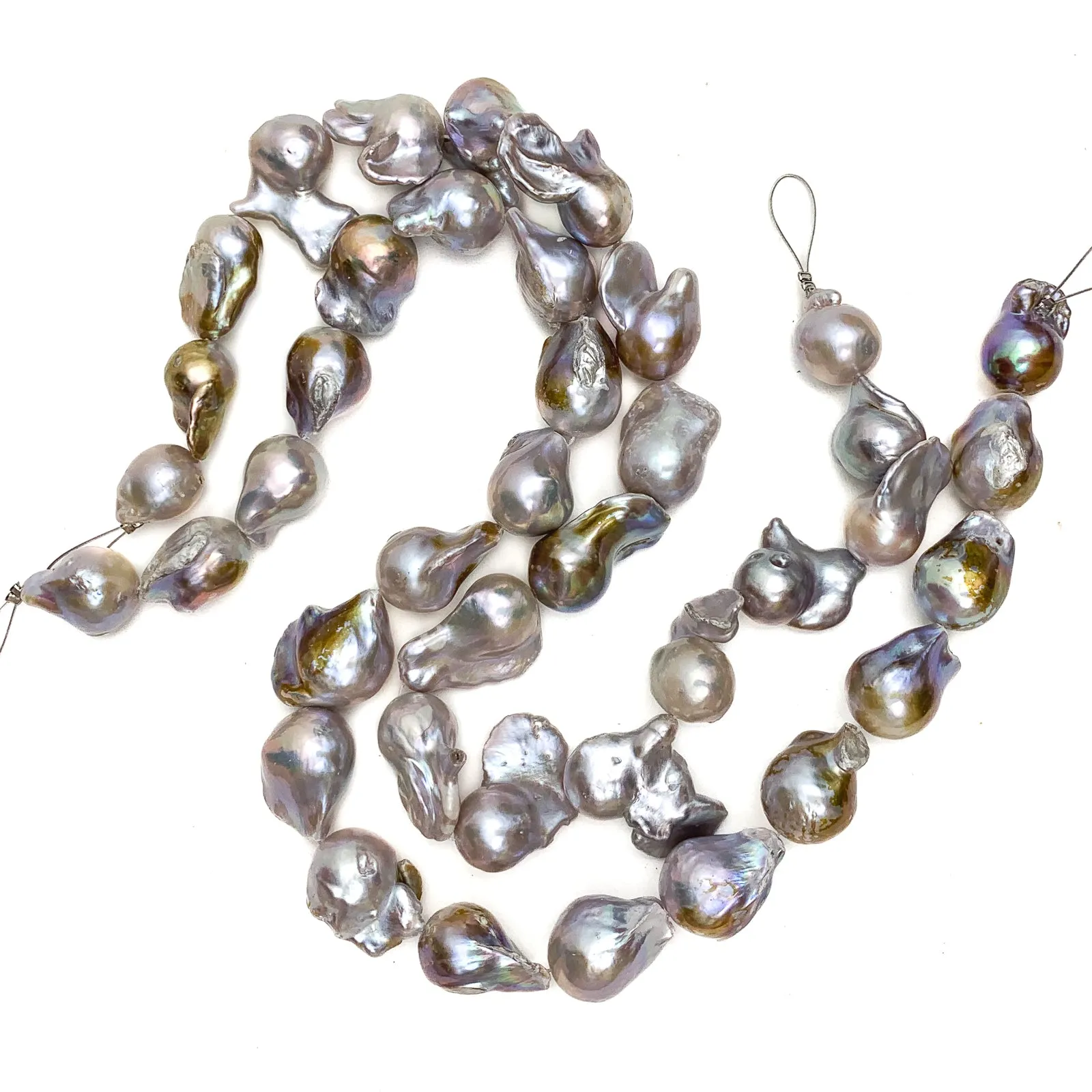 XL Mauve Rainbow Polliwog  Freshwater Pearl Bead Strand