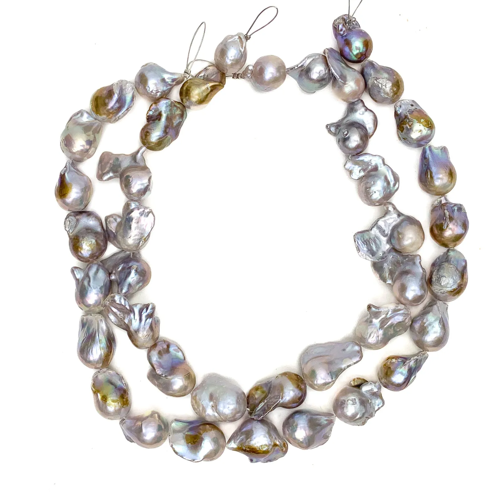 XL Mauve Rainbow Polliwog  Freshwater Pearl Bead Strand