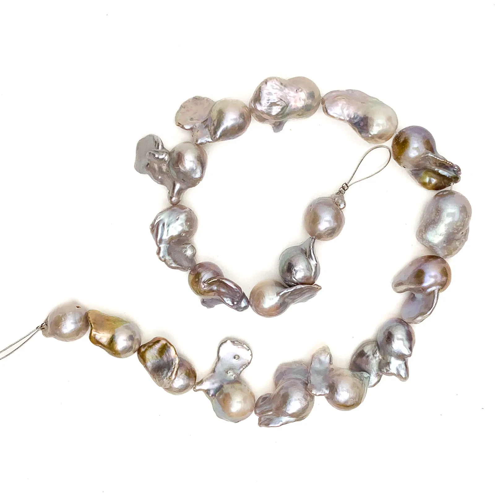 XL Mauve Rainbow Polliwog  Freshwater Pearl Bead Strand